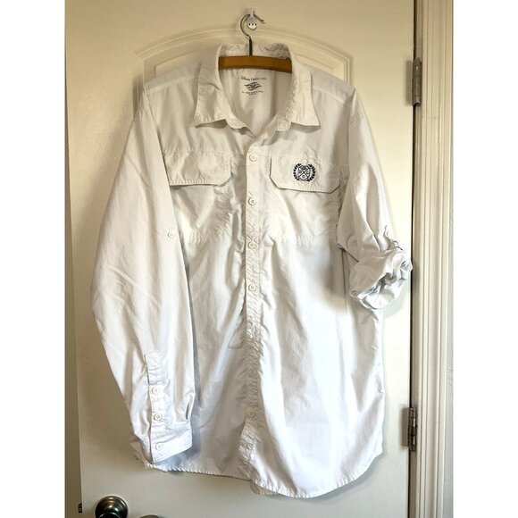 Disney Cruise Line nylon mens XXL work fish sun shirt double pocket‎ button up - Picture 2 of 10